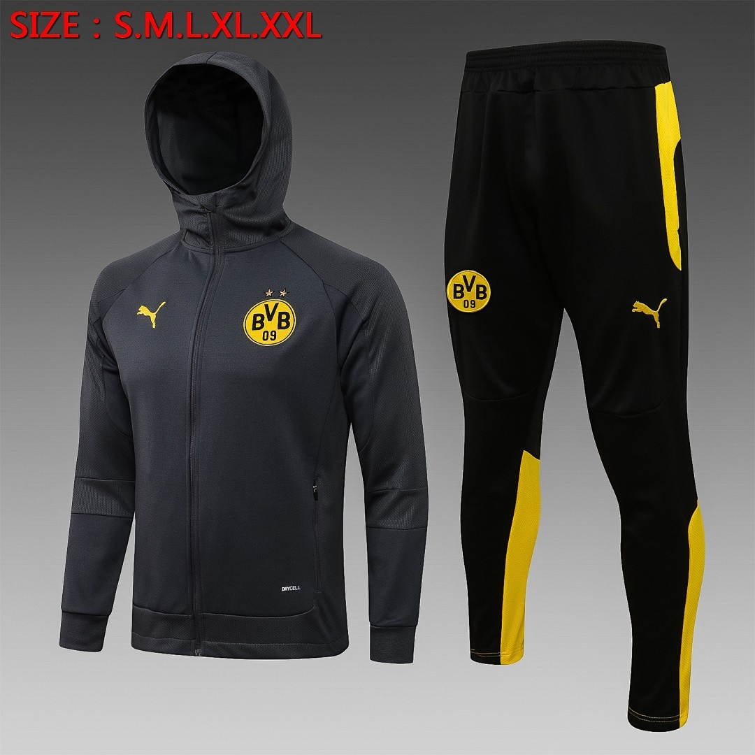 Borussia Dortmund 21/22 Long Zip Hoodie Gray