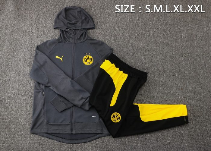 Borussia Dortmund 21/22 Long Zip Hoodie Gray - 图片 2