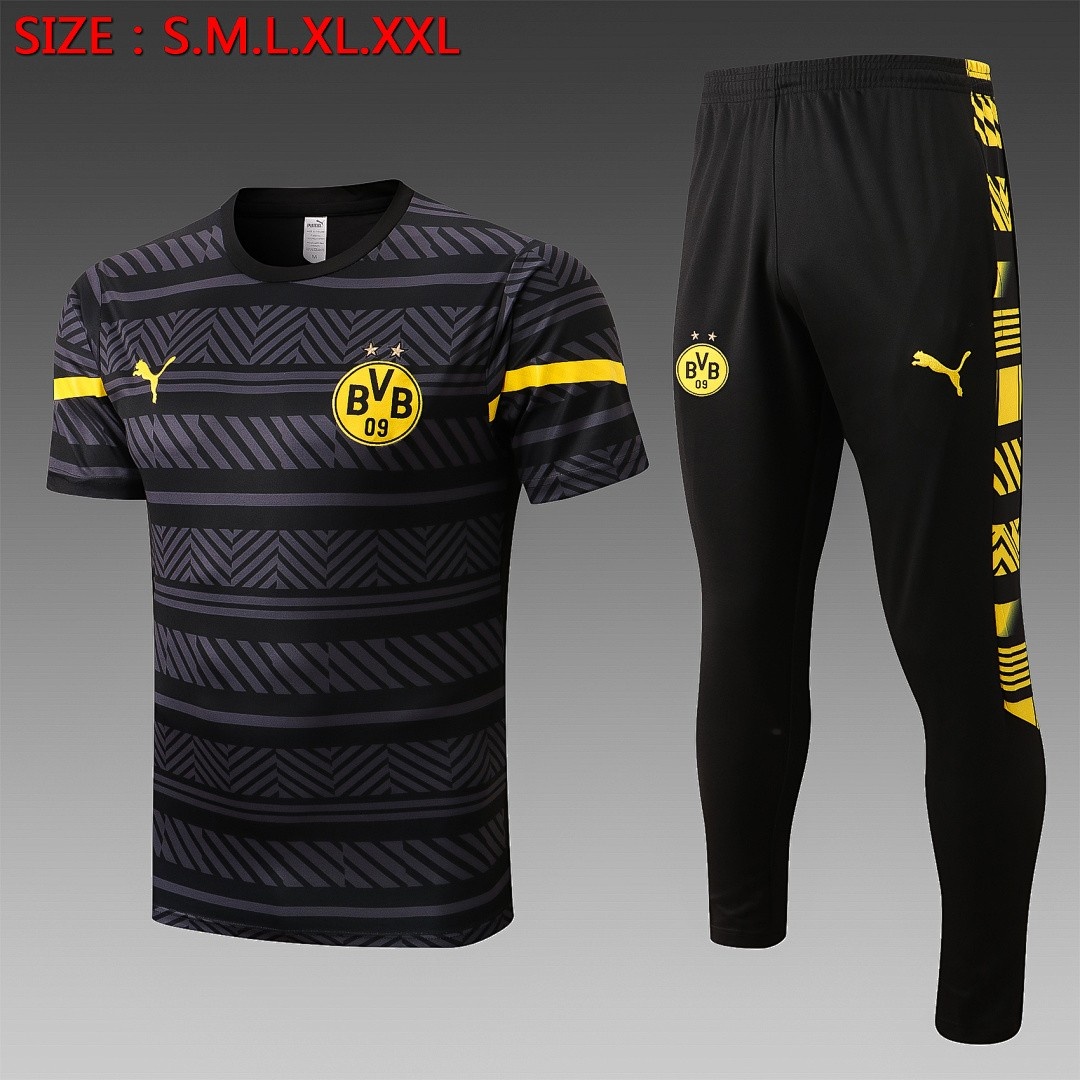 Borussia Dortmund 22/23 Short Sleeve Full Body Splatter Gray Training Suit