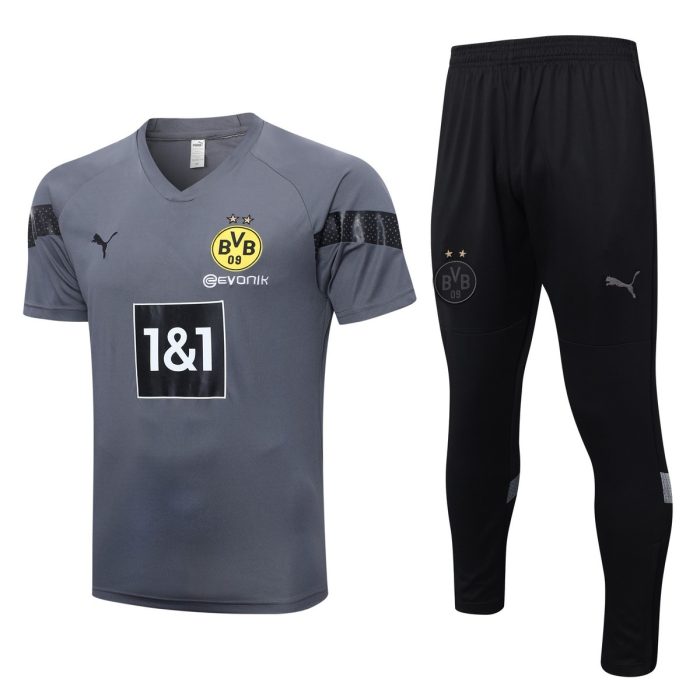 Borussia Dortmund 22-23 Grey Short Sleeve Training Suit - 图片 4