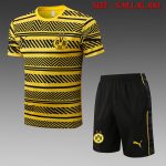 Borussia Dortmund 22-23 Yellow Printed Short Sleeve Training Set with 5-Inch Shorts