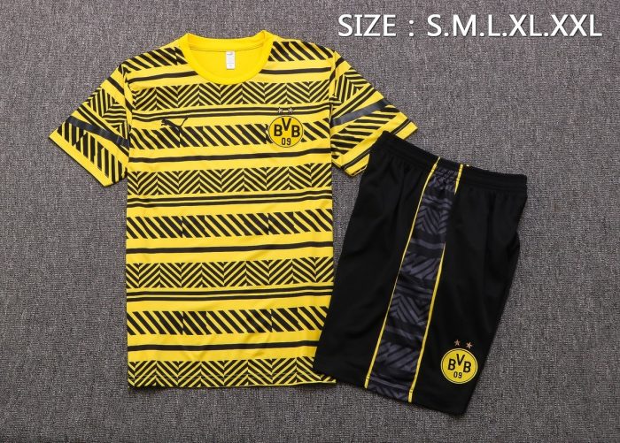 Borussia Dortmund 22-23 Yellow Printed Short Sleeve Training Set with 5-Inch Shorts - 图片 7