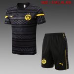 Borussia Dortmund 22/23 Black Short Sleeve Training Suit with 5-Point Shorts