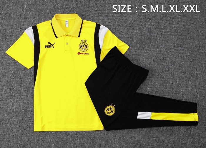 Borussia Dortmund 23-24 Yellow Polo Shirt (White Black Shoulder) - 图片 2