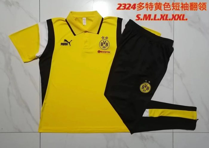 Borussia Dortmund 23-24 Yellow Polo Shirt (White Black Shoulder) - 图片 9