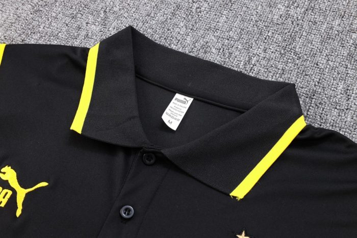 Borussia Dortmund 23-24 Polo Shirt Black with White Yellow Shoulder - 图片 6