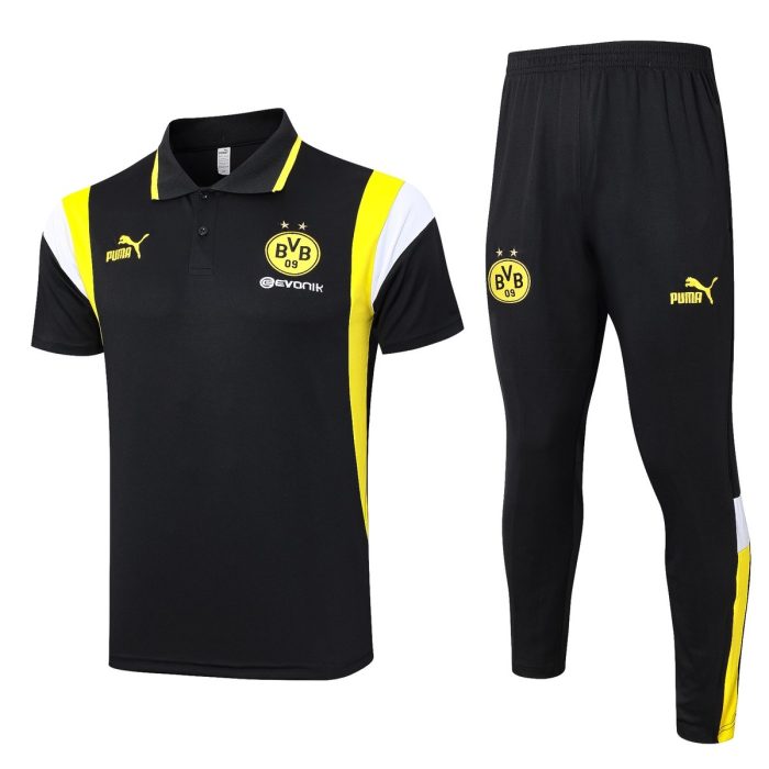 Borussia Dortmund 23-24 Polo Shirt Black with White Yellow Shoulder - 图片 8