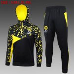 Borussia Dortmund 23-24 Half-Zip Hoodie Black Spray Print