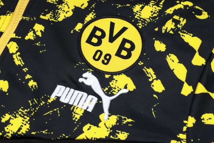 Borussia Dortmund 23-24 Half-Zip Hoodie Black Spray Print - 图片 6