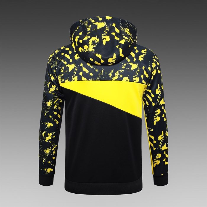 Borussia Dortmund 23-24 Half-Zip Hoodie Black Spray Print - 图片 8