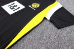 Borussia Dortmund 23-24 Black Short Sleeve Training Suit with White and Yellow Shoulder Trim and Pants - 图片 4