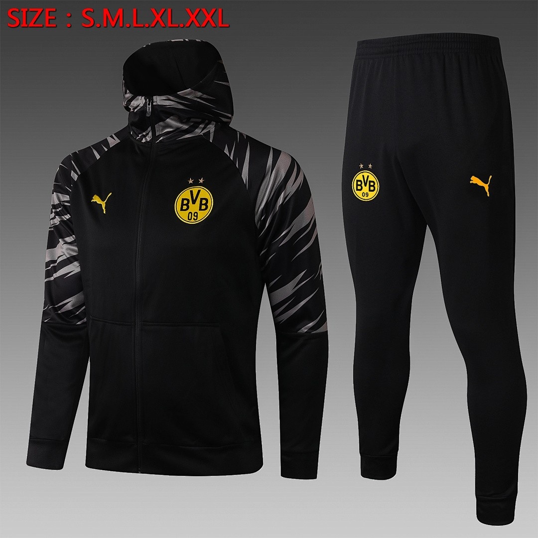 Borussia Dortmund 2021 Long Zip Hoodie Black