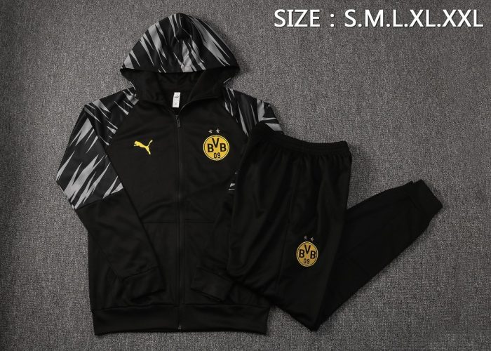 Borussia Dortmund 2021 Long Zip Hoodie Black - 图片 2