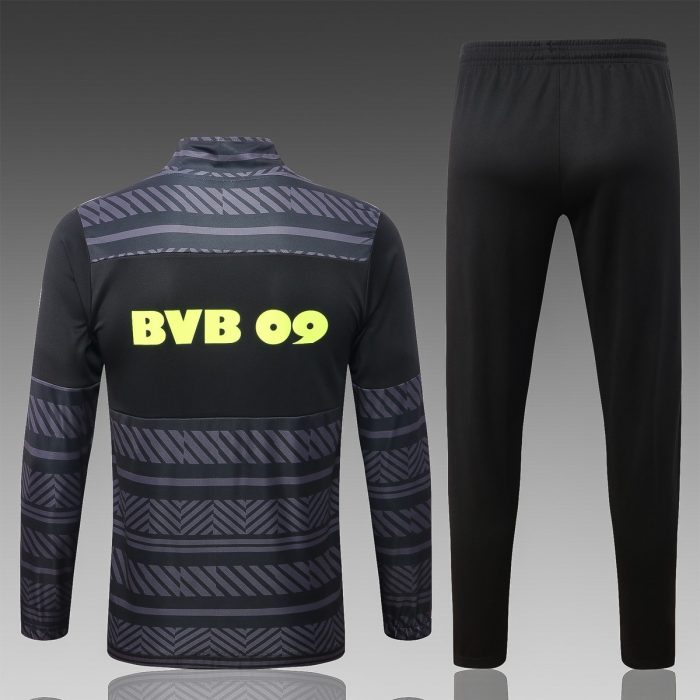 Borussia Dortmund 22/23 Long Zipper Jacket Black Grey - 图片 8