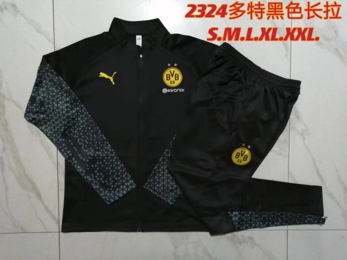 Borussia Dortmund 23-24 Black Long Zipper Jacket - 图片 9