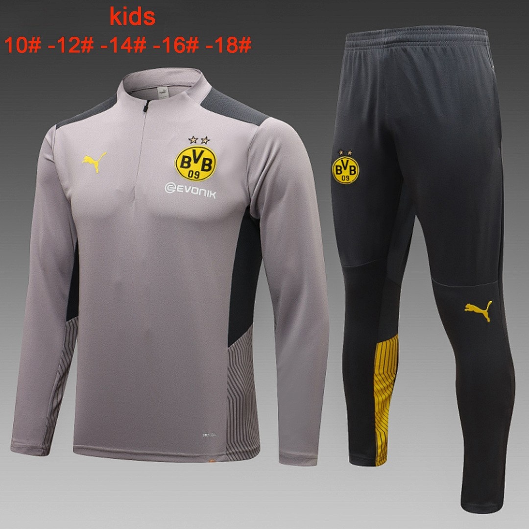 JER-6418_1 Borussia Dortmund 23-24 Half-Zip Grey Kids - 图片 1
