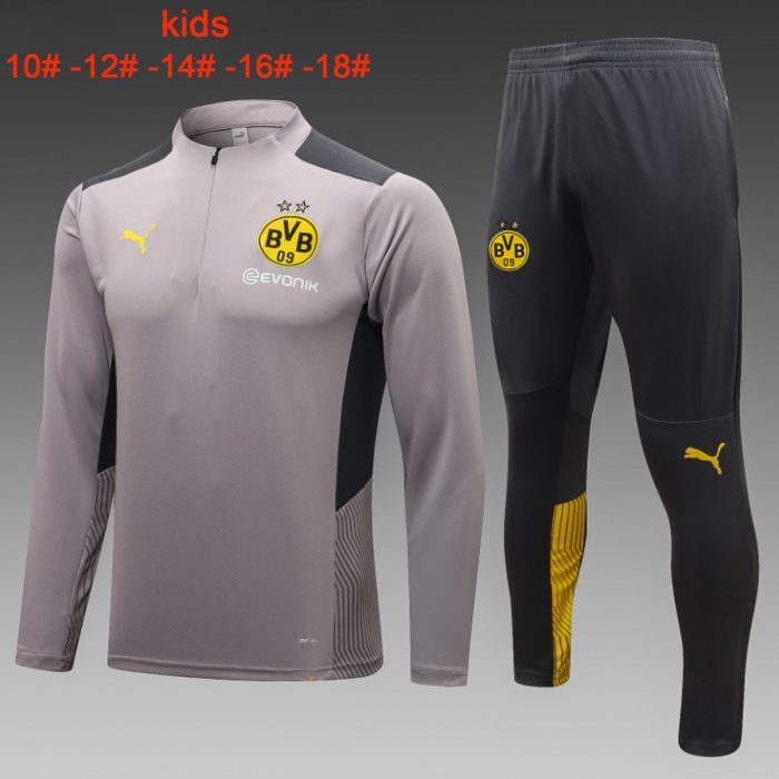 Borussia Dortmund 23-24 Half-Zip Grey Kids - 图片 2
