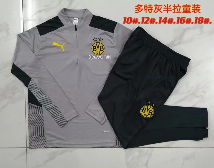 Borussia Dortmund 23-24 Half-Zip Grey Kids - 图片 3