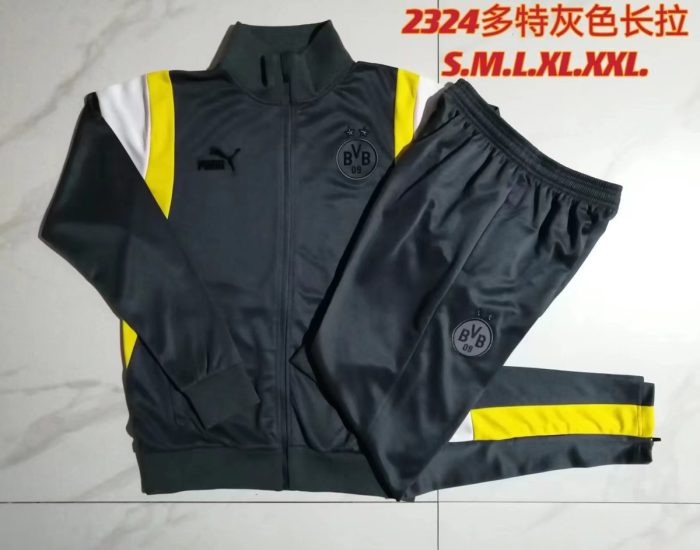 Borussia Dortmund 23-24 Grey Long Zipper Jacket - 图片 9