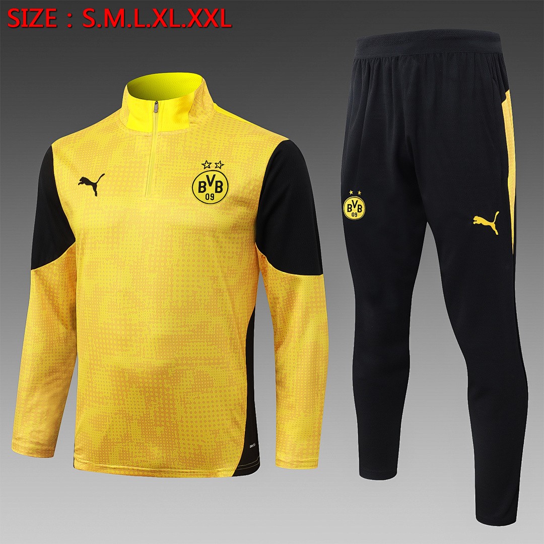 JER-6425_1 Borussia Dortmund Yellow Splatter Half-Zip Jacket - 图片 1
