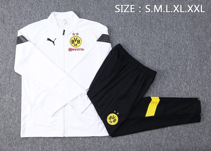 Borussia Dortmund 22/23 White Long Zipper Jacket - 图片 2