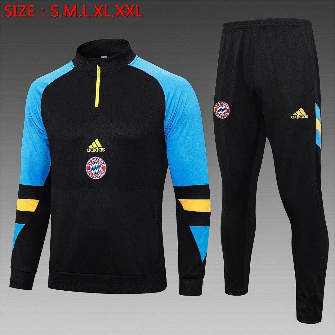 JER-6430_1 Bayern Munich 23-24 Half Zip Jacket Black - 图片 1