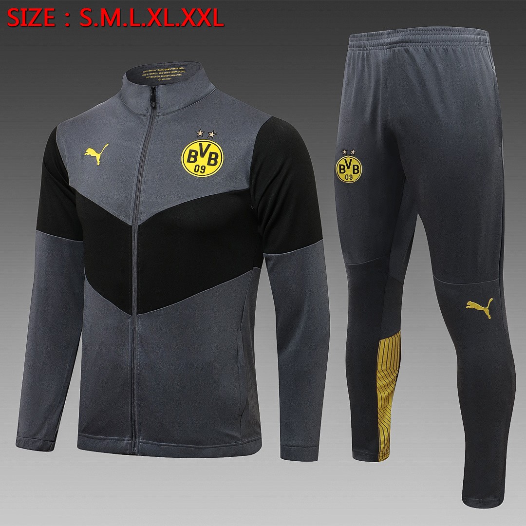 Borussia Dortmund 21/22 High Neck Dark Gray Long Zipper Jacket
