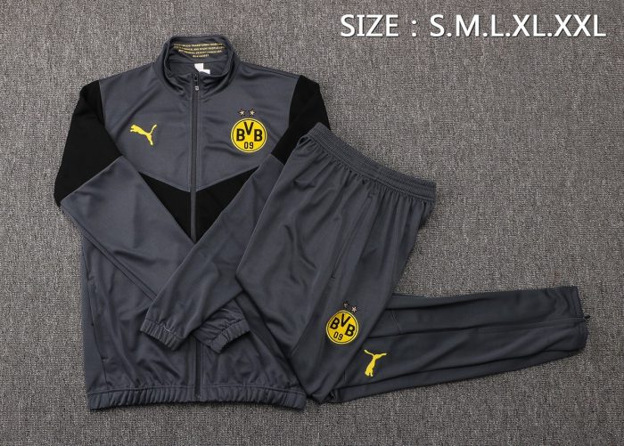 Borussia Dortmund 21/22 High Neck Dark Gray Long Zipper Jacket - 图片 2