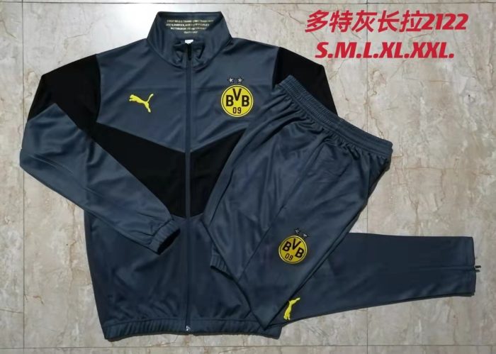 Borussia Dortmund 21/22 High Neck Dark Gray Long Zipper Jacket - 图片 9