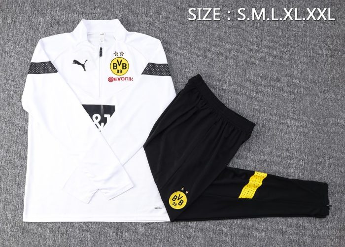 Borussia Dortmund 22-23 White Half-Zip Jacket - 图片 2