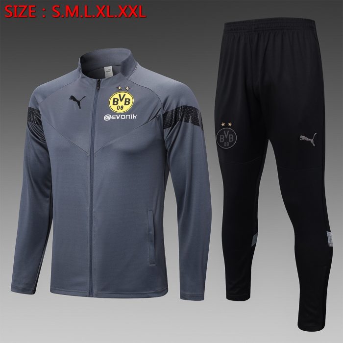 Borussia Dortmund 22/23 Grey Long Zipper Jacket - 图片 8