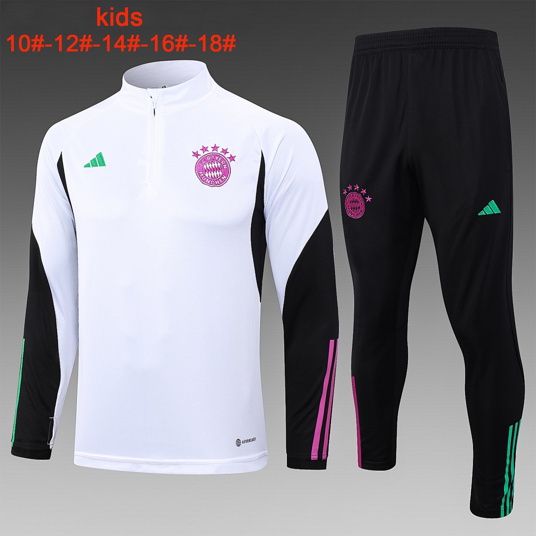 JER-6442_1 Bayern Munich 23-24 Half Zip White Kids - 图片 1