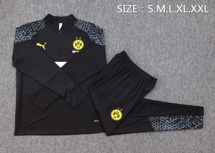 Borussia Dortmund 23-24 Half-Zip Jacket Black - 图片 2