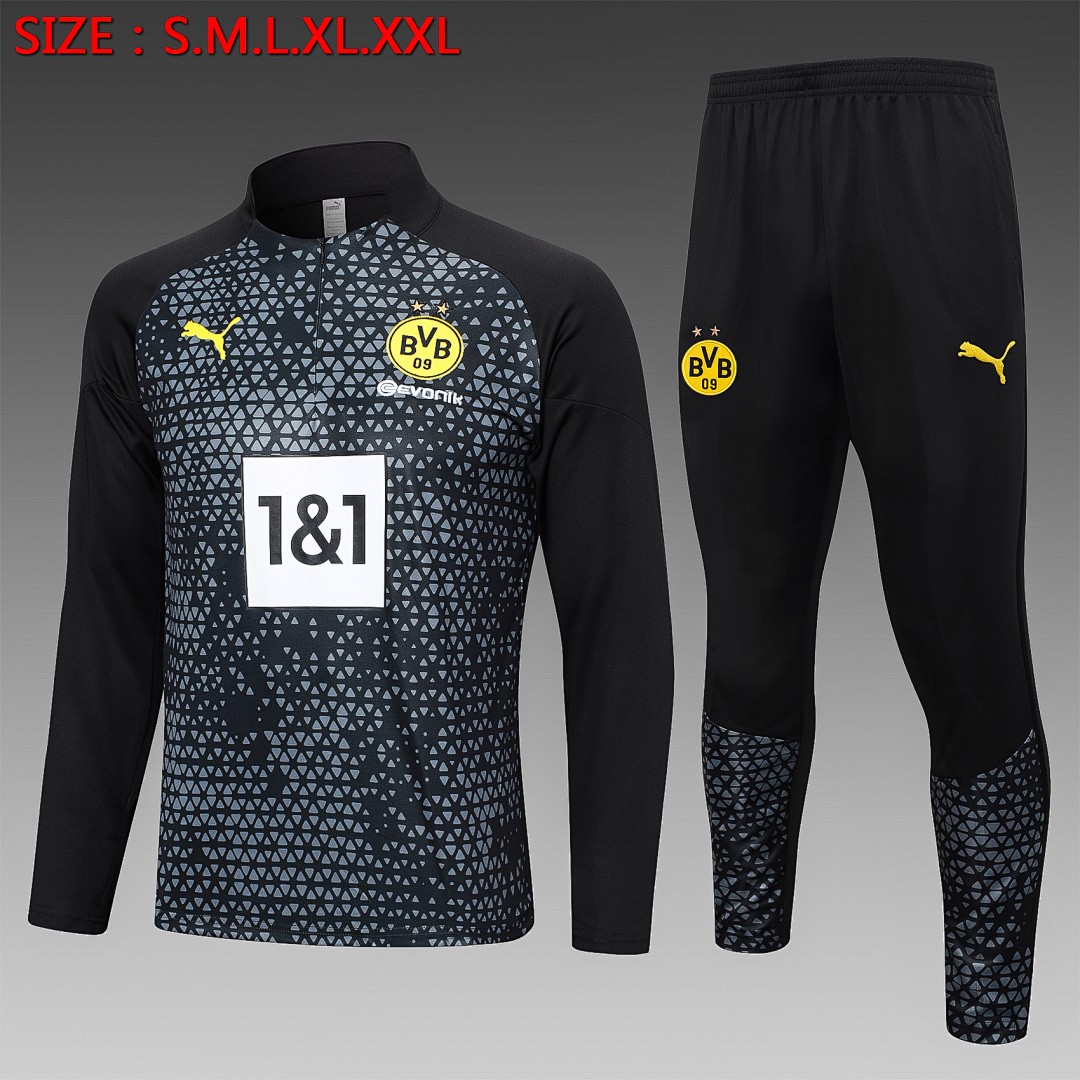 Borussia Dortmund 23-24 Half-Zip Black (Spray Print)