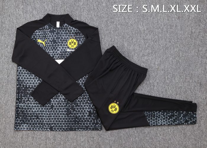 Borussia Dortmund 23-24 Half-Zip Black (Spray Print) - 图片 2