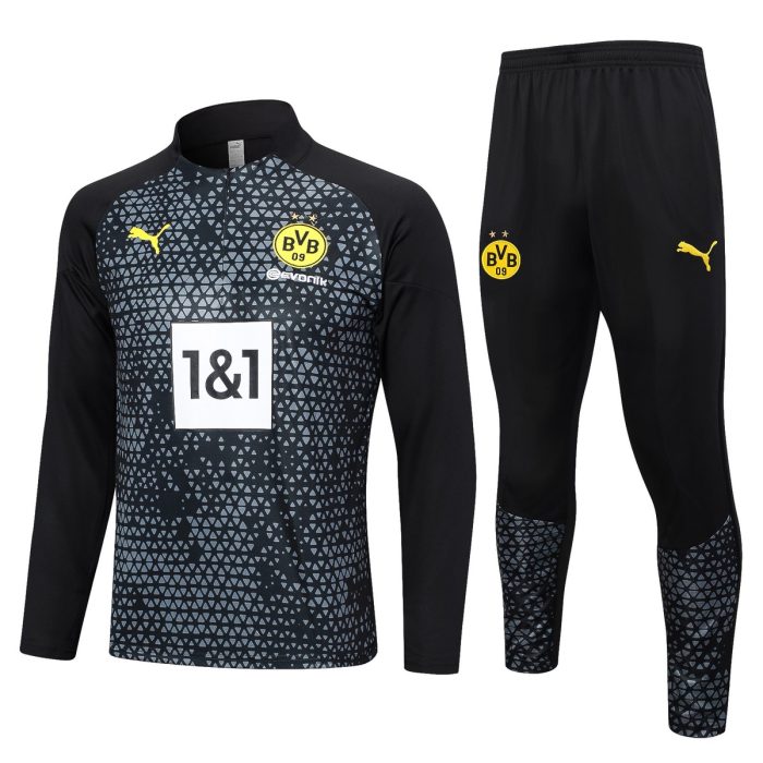 Borussia Dortmund 23-24 Half-Zip Black (Spray Print) - 图片 8