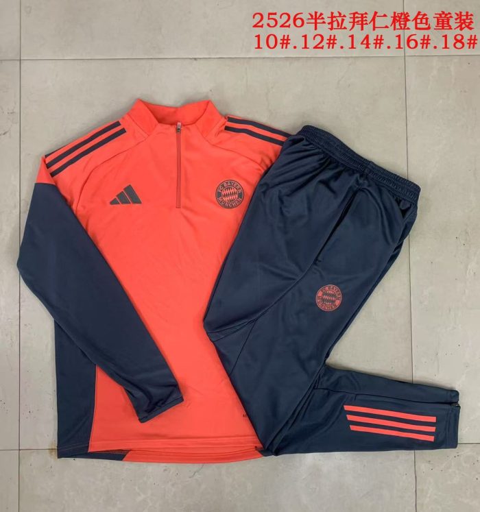 Bayern Munich Orange Half-Zip Jacket Kids - 图片 3