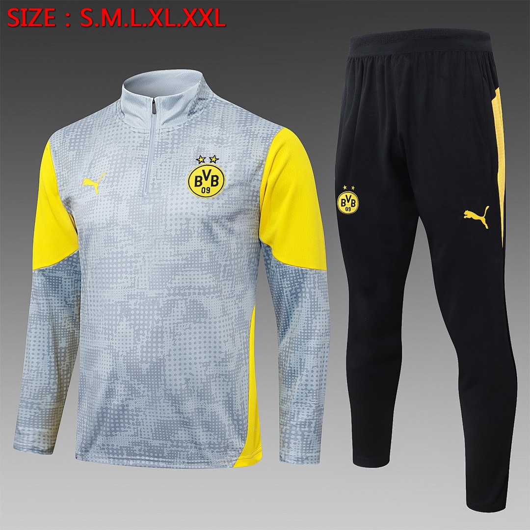 Borussia Dortmund 2526 Semi-Zip Jacket Light Grey Spray