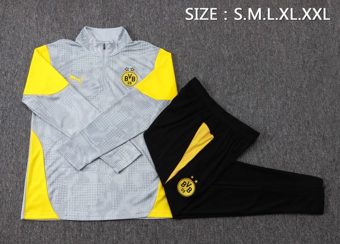 Borussia Dortmund 2526 Semi-Zip Jacket Light Grey Spray - 图片 2