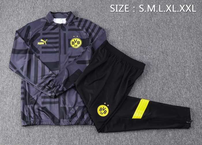 Borussia Dortmund 22/23 Black Gray (Spray Ink) Long Zipper Jacket - 图片 6