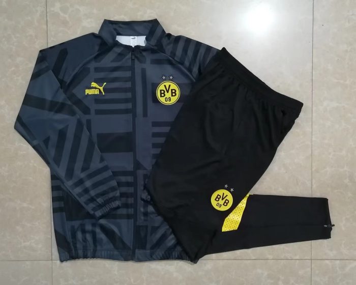 Borussia Dortmund 22/23 Black Gray (Spray Ink) Long Zipper Jacket - 图片 9