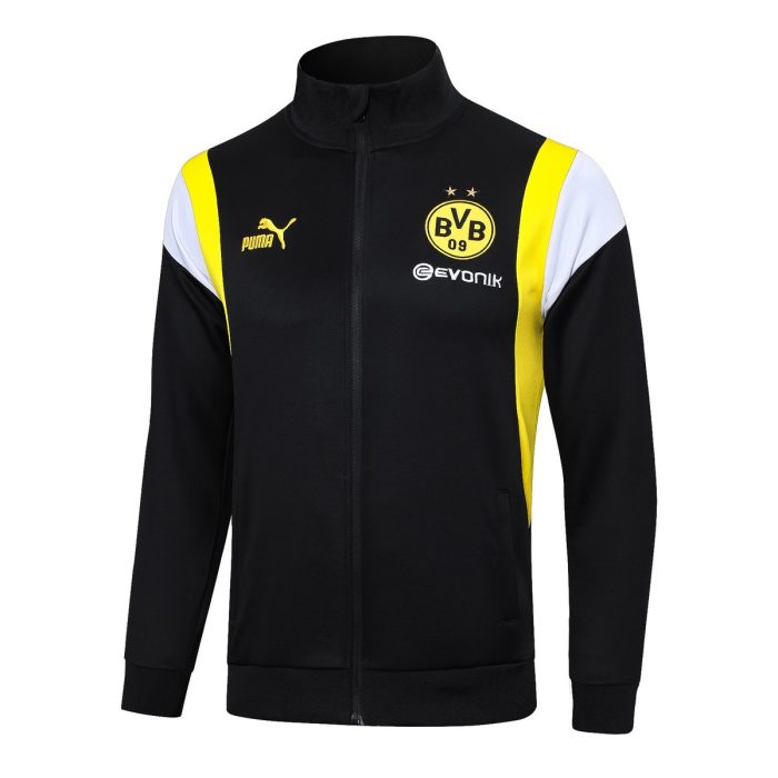 Borussia Dortmund 23-24 Long Zipper Jacket Black with White Yellow Shoulders - 图片 8