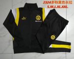 Borussia Dortmund 23-24 Long Zipper Jacket Black with White Yellow Shoulders - 图片 9
