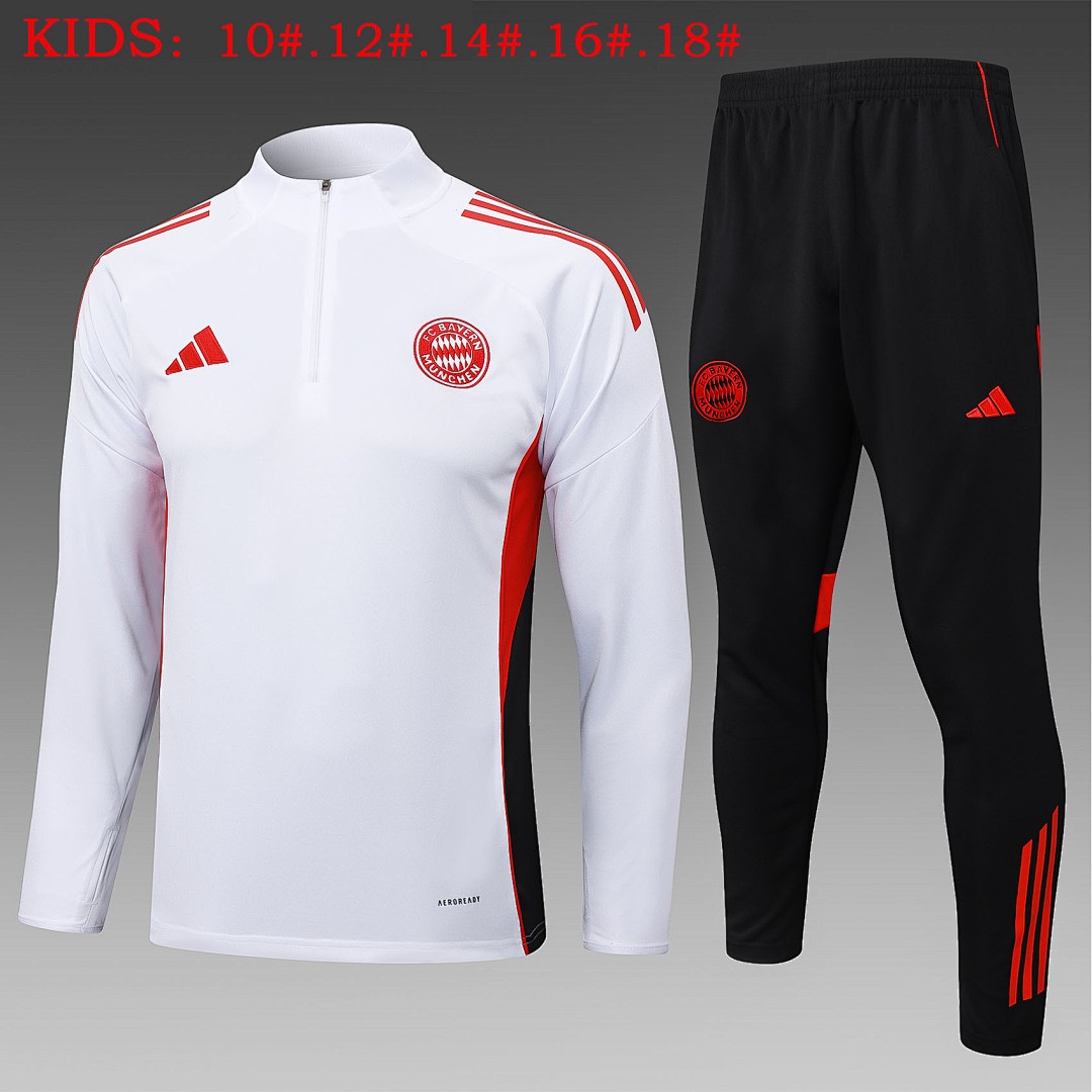 Bayern Munich White Kids' Half-Zip Jacket