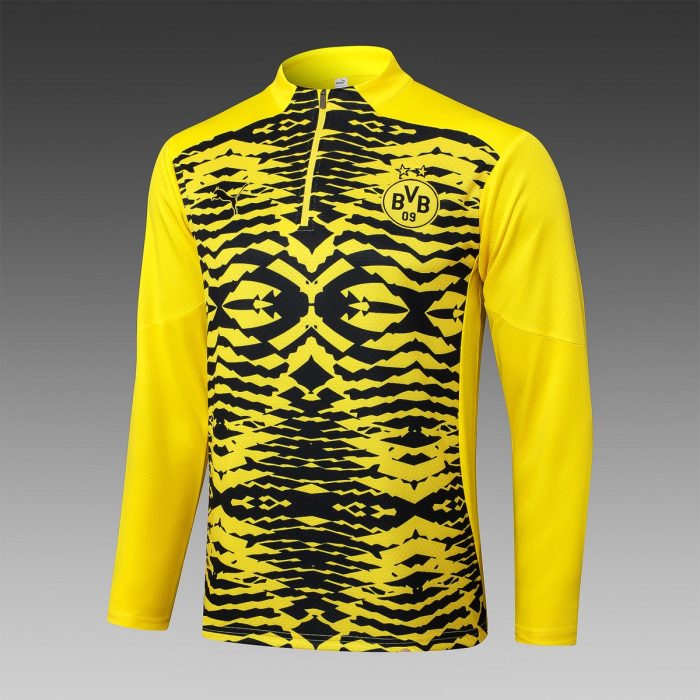 Borussia Dortmund 24-25 Yellow Black Splatter Player Version Half-Zip Jacket - 图片 8