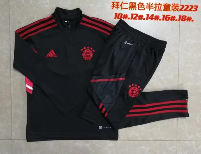 Bayern Munich 22/23 Half-Zip Black Kids - 图片 3