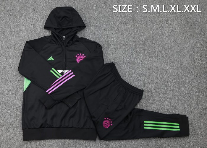 Bayern Munich 23-24 Half-Zip Hoodie Black - 图片 2