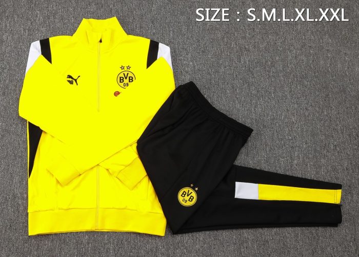 Borussia Dortmund 23-24 Yellow Long Zipper Jacket (White Black Shoulder) - 图片 2
