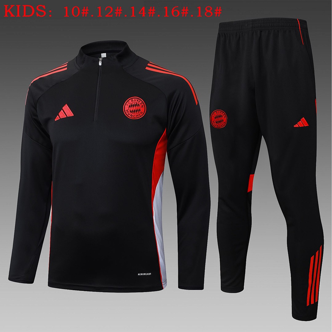 JER-6486_1 Bayern Munich 25/26 Half-Zip Black Kids - 图片 1