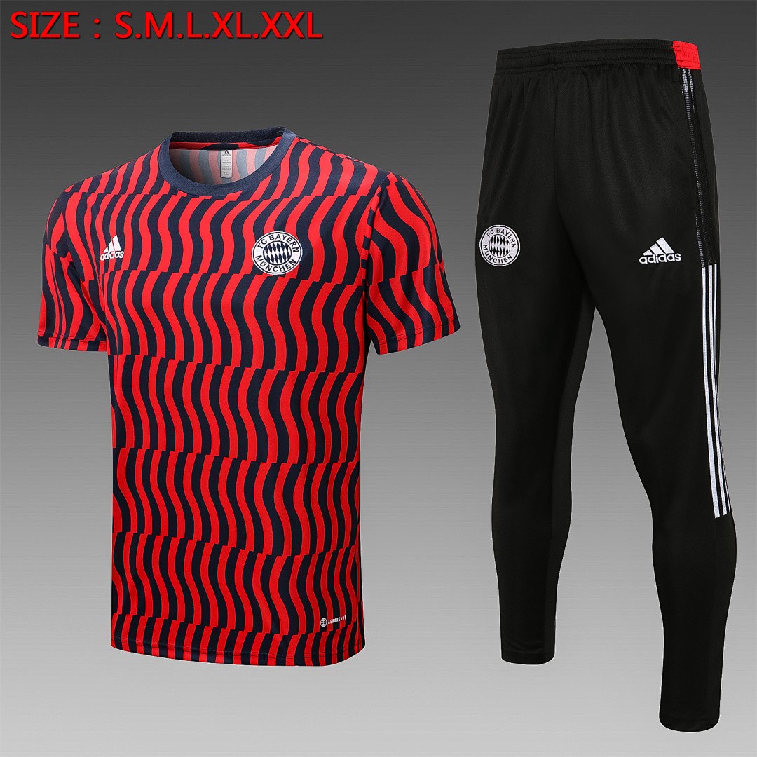 Bayern Munich 22-23 Short Sleeve Full Body Splatter Black Red Training Suit